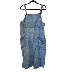 Venezia Jeans Maxi Denim Overall Dress Jumper Modest Ladies Plus Size 22 Cotton
